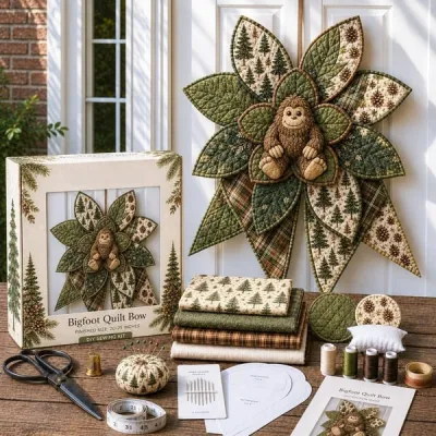 DIY Oversized Quilted Bow Sewing Kit Fabric Craft Set With Large Bow Pattern For Handmade Projects