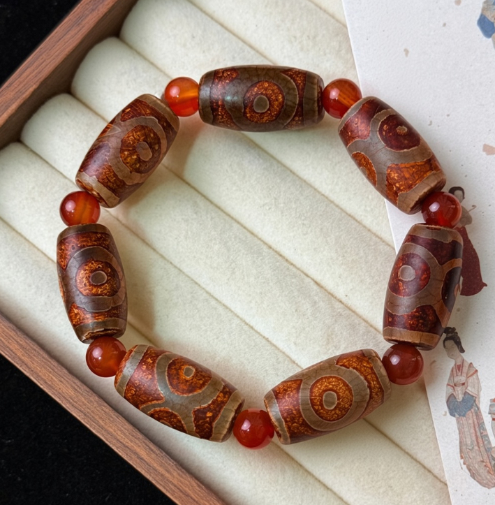 Natural Aged Agate Tibetan Bead Bracelet