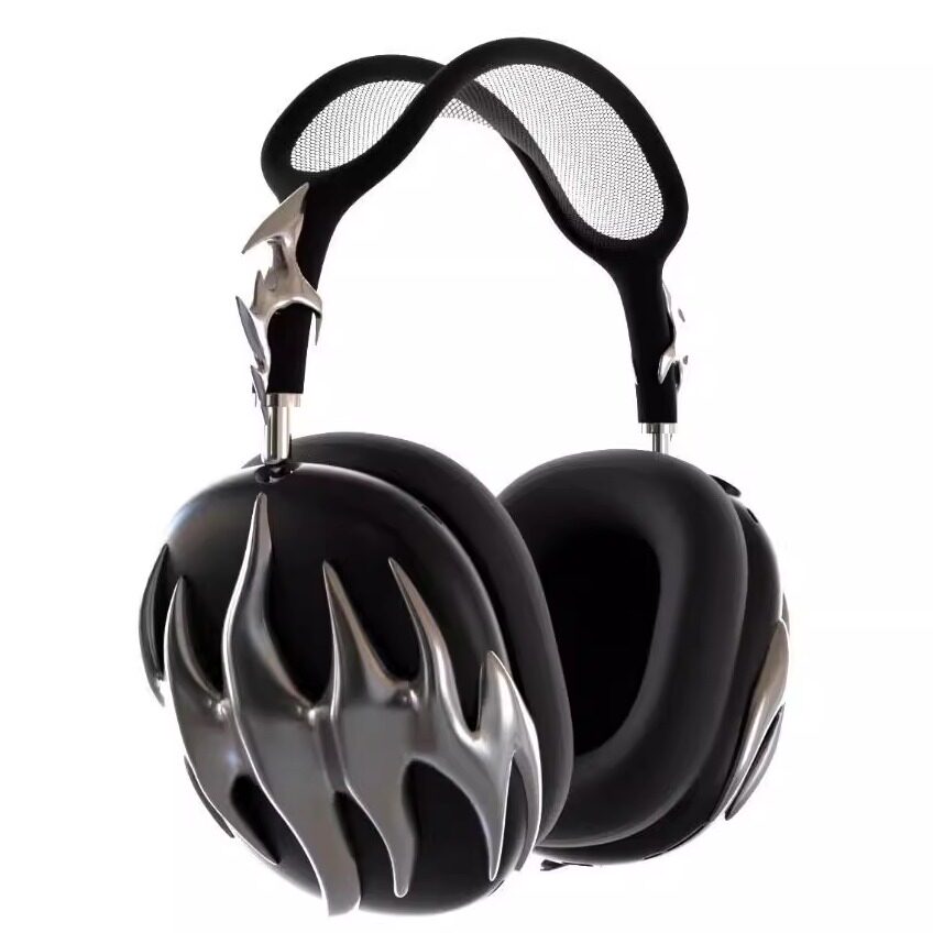 Silver Large Flame-shaped Headphone Case