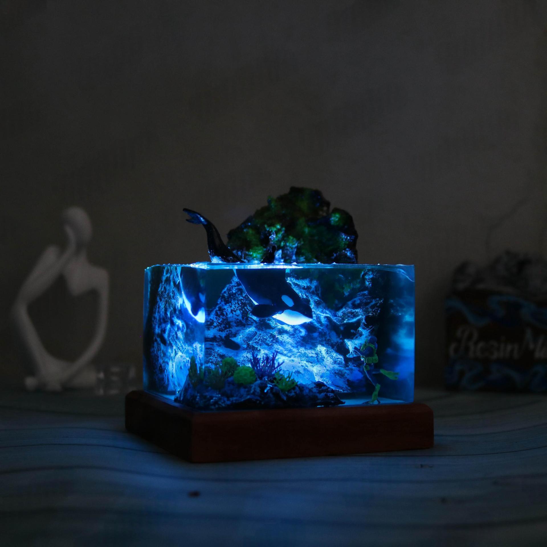 Resin Orca and Diver Table Lamp, picture 4 of 5