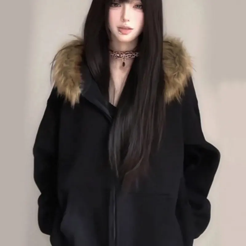 Womens Solid-Color Fashionable Casual Zip-Up Jacket