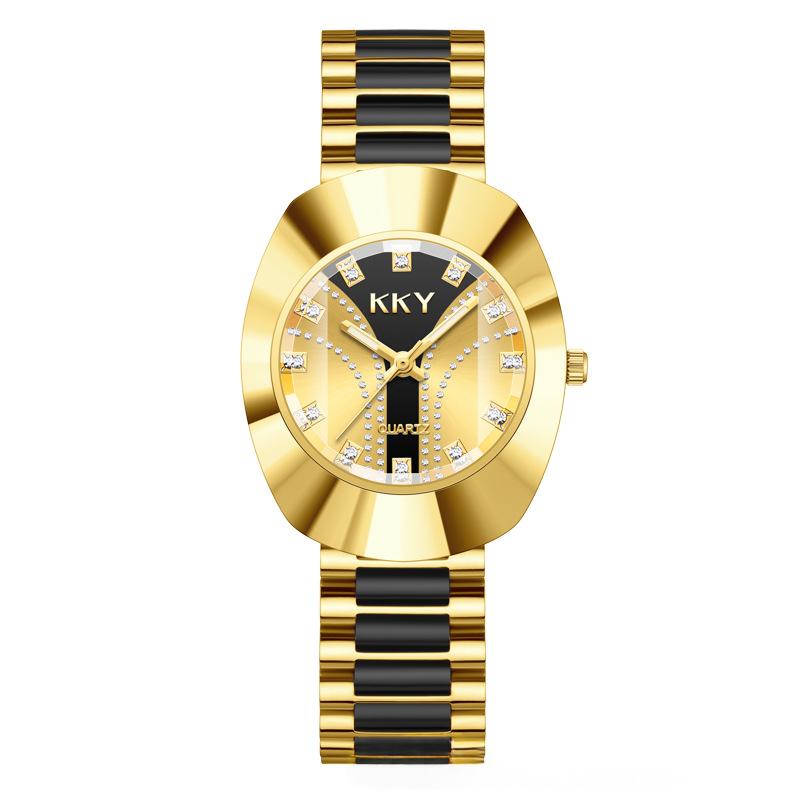 High-end Luminous Waterproof Quartz Watch Gold Black