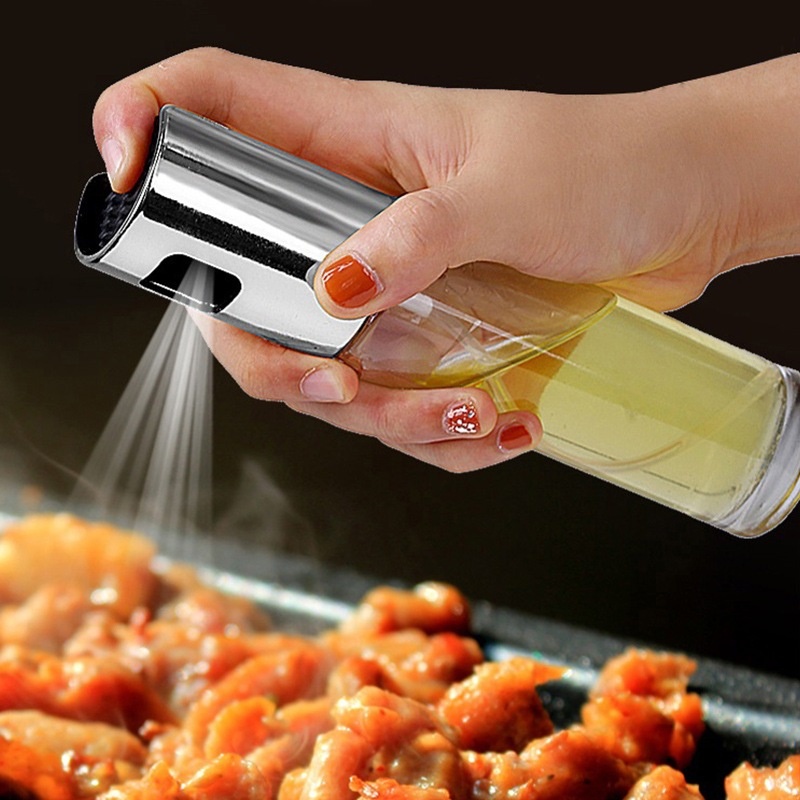 Stainless Steel Spray Bottle With Graduated Markings Press-type Oil Dispenser