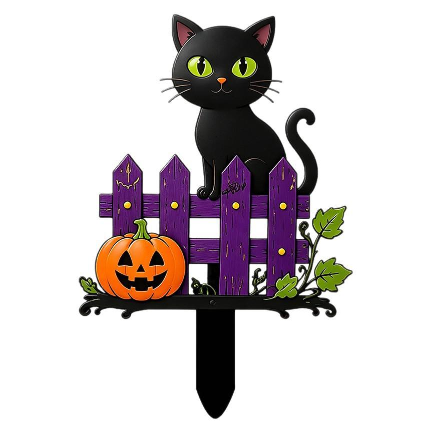 New Halloween Cartoon Party Black Cat And Pumpkin Yard Stakes