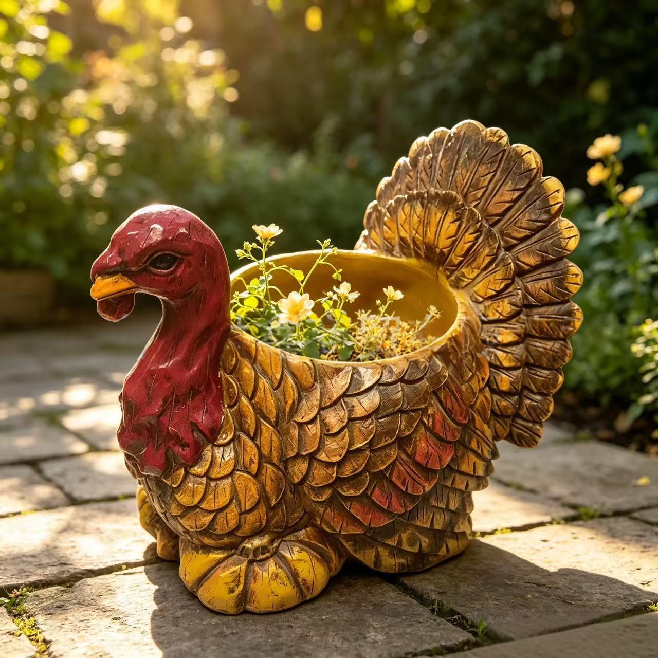 Turkey Flower Pot Outdoor Courtyard Statue Resin Ornament Decoration