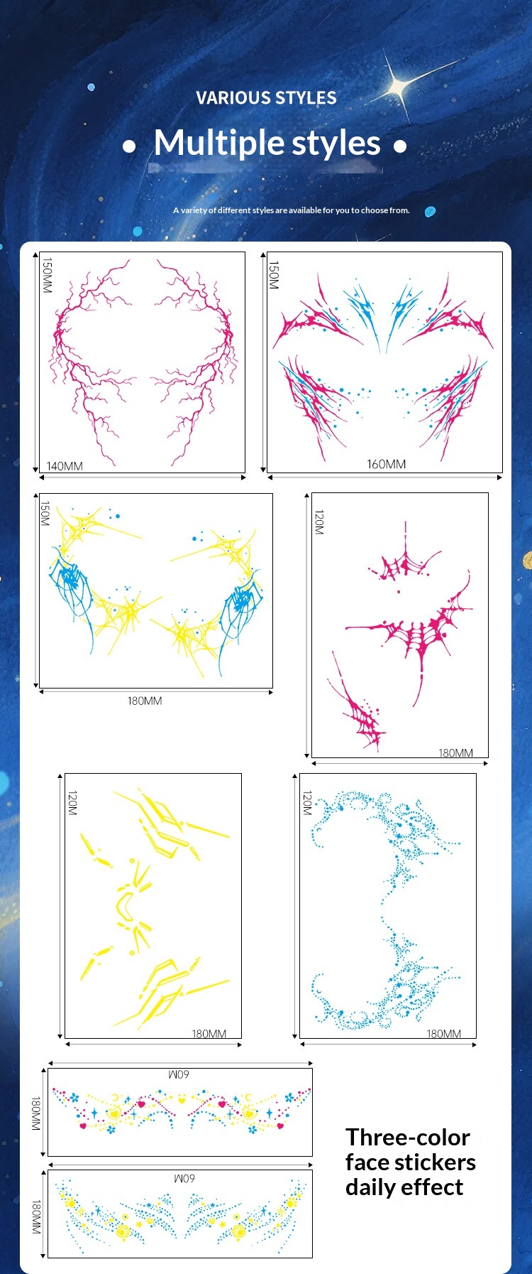 Halloween Three-Color Glow-in-the-Dark Tattoo Stickers With Lightning Patterns 12ca95ee 841b 4dca 9d01 57a8f6d5d0d0 Trans