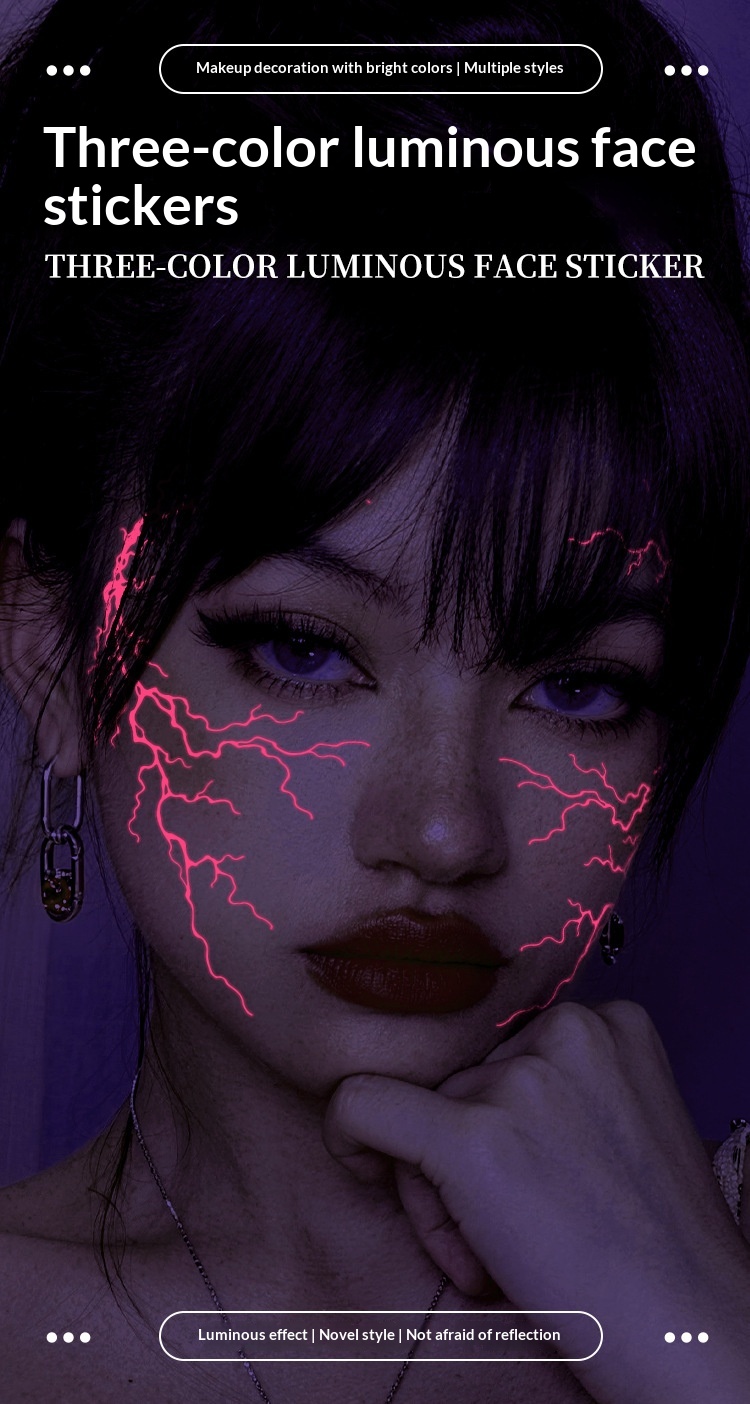 Halloween Three-Color Glow-in-the-Dark Tattoo Stickers With Lightning Patterns 293c9d0d 53c2 4d30 874e D198ed4434d7 Trans