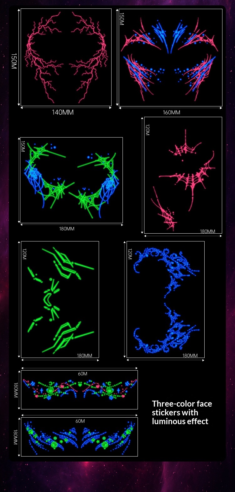 Halloween Three-Color Glow-in-the-Dark Tattoo Stickers With Lightning Patterns 47ffaa8b 6e27 489c 8f27 D7cc1c3ba376 Trans