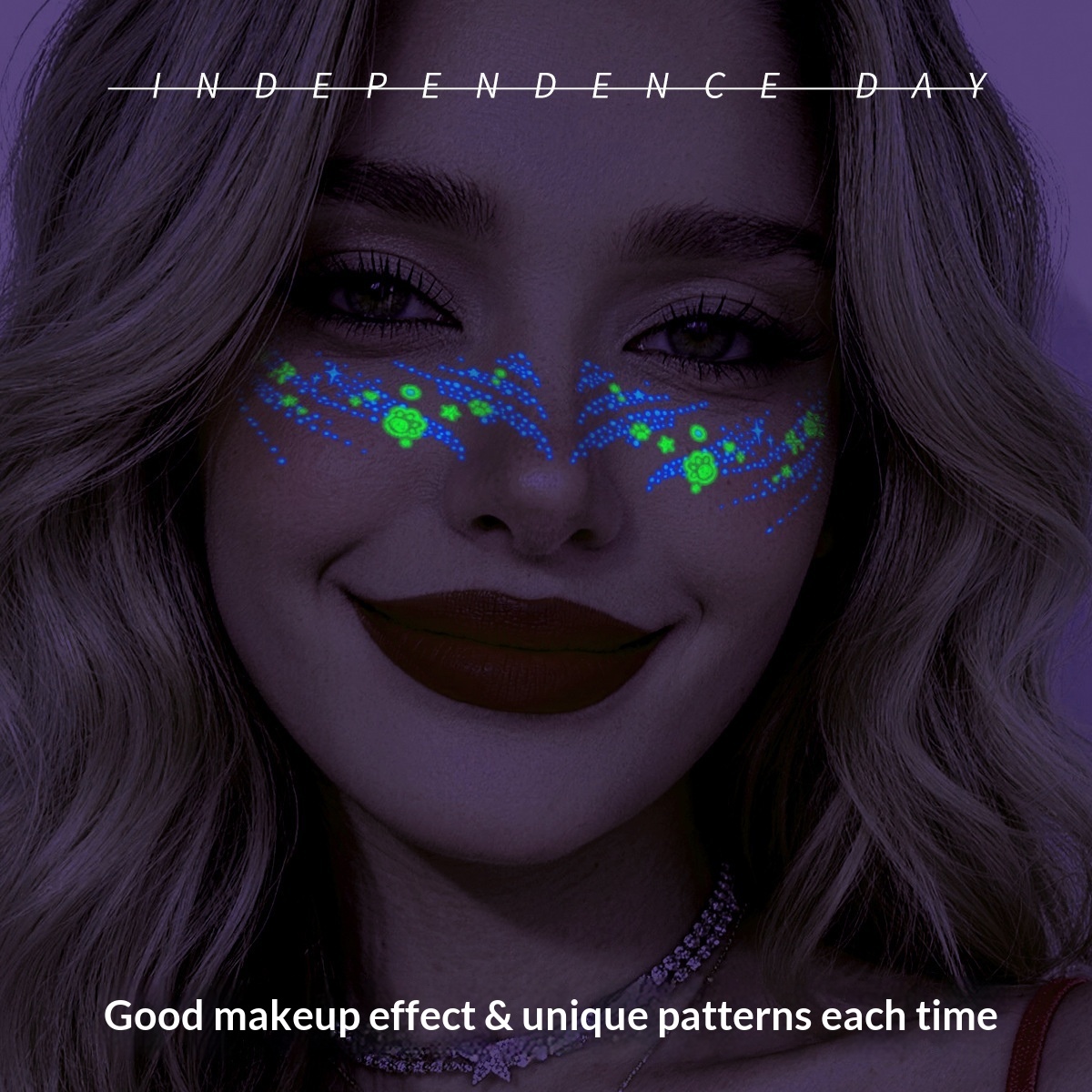 Halloween Three-Color Glow-in-the-Dark Tattoo Stickers With Lightning Patterns