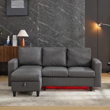 L-Shaped Couch Sofa With Storage, 3 Seater Corner USB, LED Lights, Couches Side — image 11