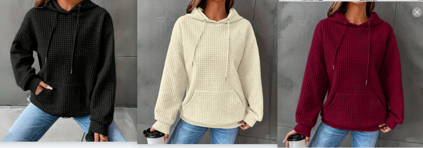 Women's Loose Fitting Hooded Long Sleeved Sweatshirt image 9