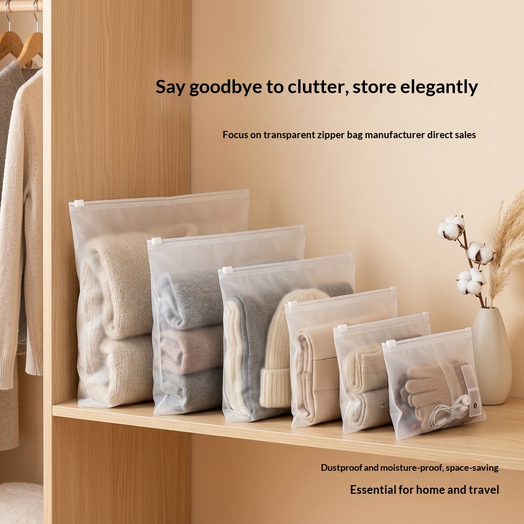 Transparent Frosted Zipper Clothing Bags
