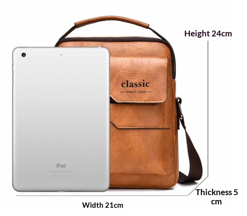 Popular Men's Messenger Bag One Shoulder Retro Business Backpack PU Leather Flaps Crossbody Bags Business Flap Male Solid Travel Bag — image 1