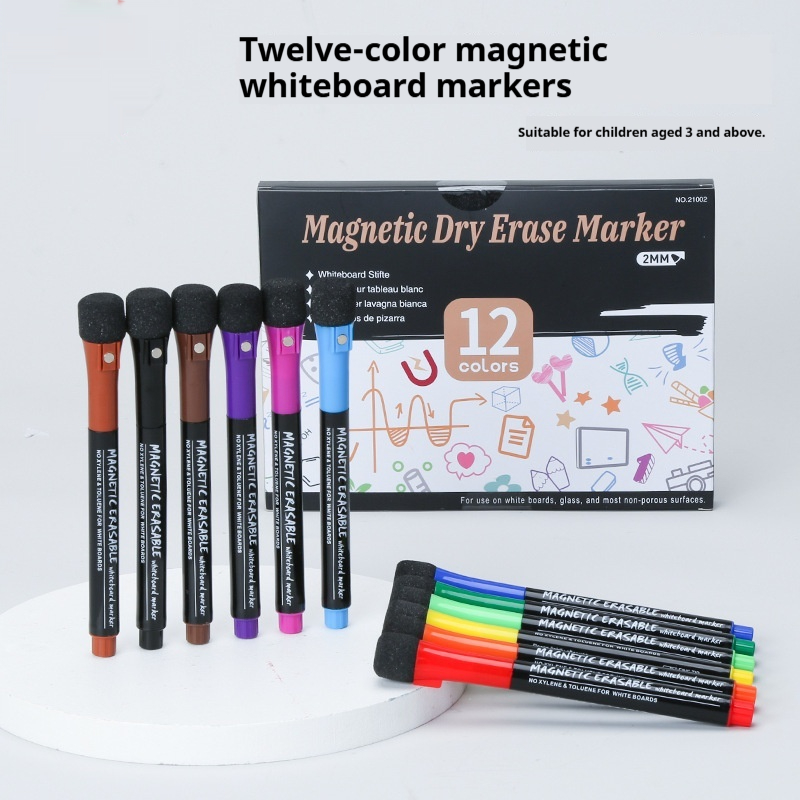 12-color Magnetic Whiteboard Markers In A Box
