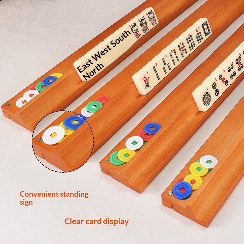 Solid Wood Two-in-one Mahjong Shuffling And Sorting Ruler With Push Rod