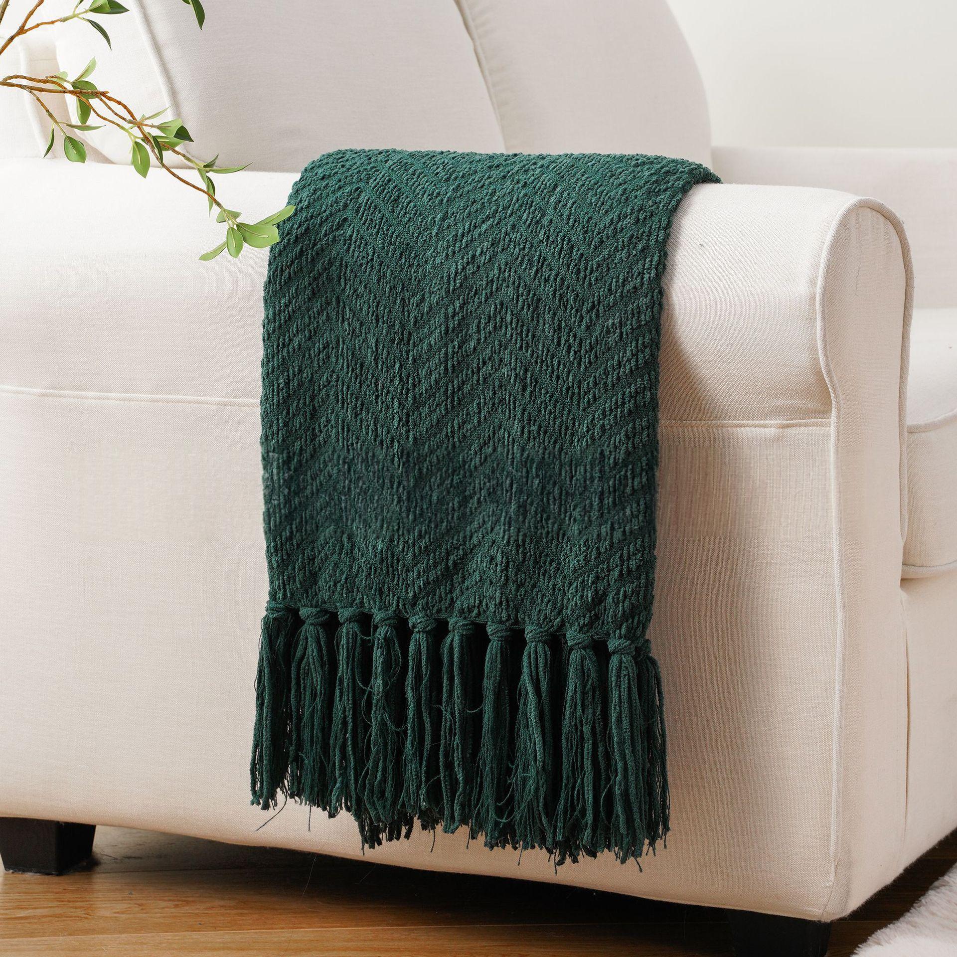 Chenille Throw Blanket with Tassels, picture 9 of 10