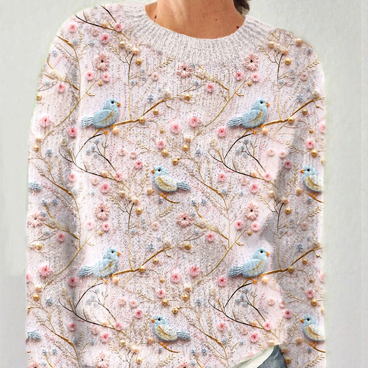 Stylish Warm Chunky-knit Crew-neck Sweatshirt