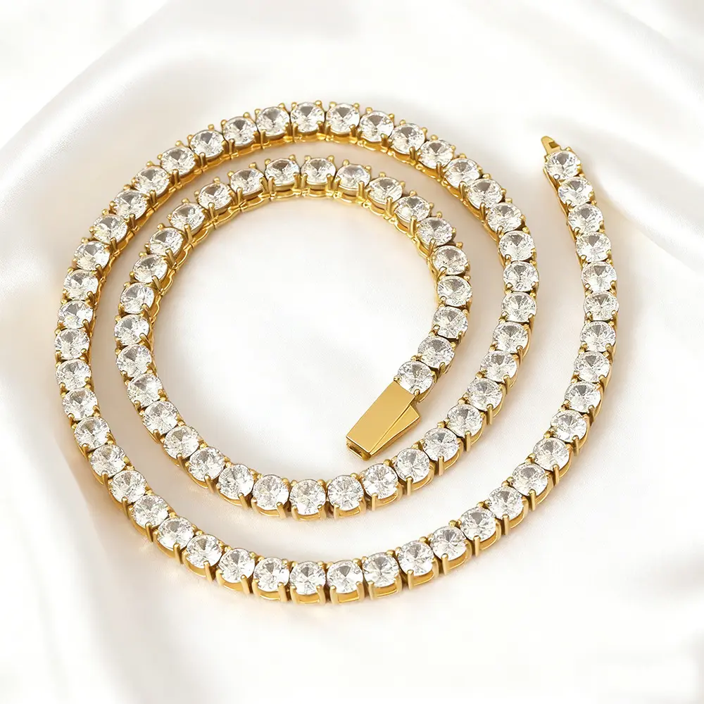 Zircon-inlaid Titanium Steel Necklace, Made Of 316-grade