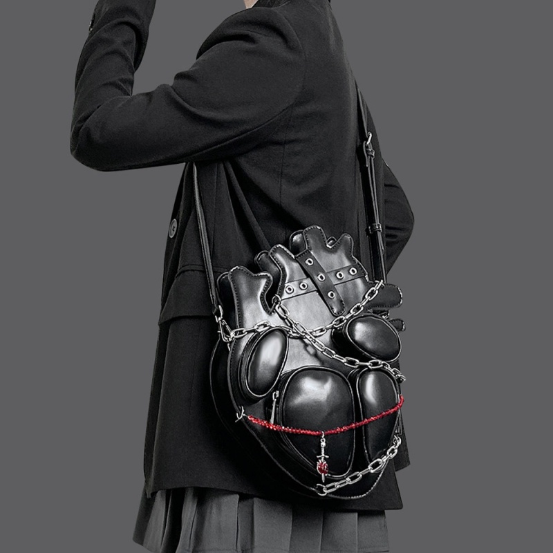 Dark-style Gothic Metal Chain decorated Crossbody Backpack