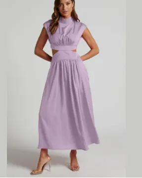 New Stand Collar Sleeveless Design Midriff Outfit Slimming Dress