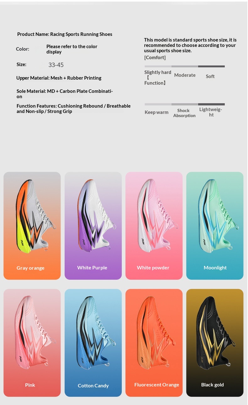 Carbon plate running shoes front view