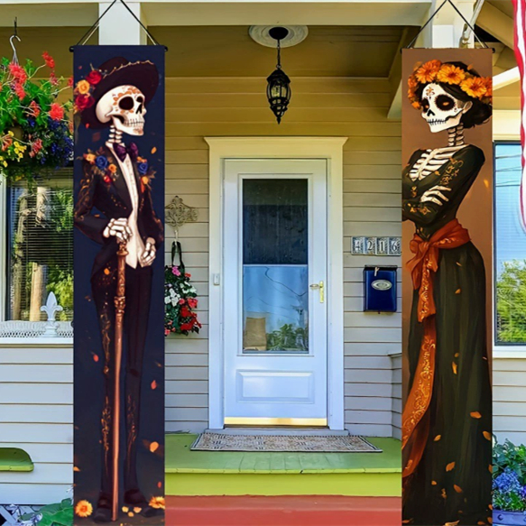 Day Of The Dead Themed Porch Decor Chic Skeleton Couple Ornaments