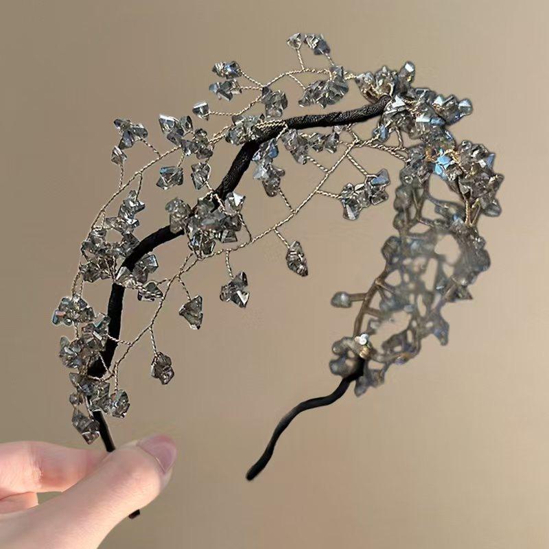 Green Crystal Headband Vintage And Exquisitely Crafted With Woven Beads