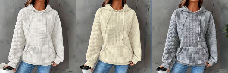 Women's Loose Fitting Hooded Long Sleeved Sweatshirt image 10