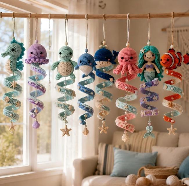 Ocean Crochet Spiral Ornament DIY Kit