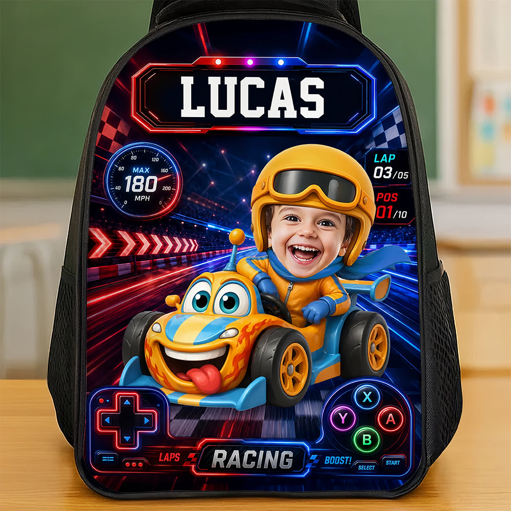 Custom Photo Kids Front Printed Backpack Personalized Back To School Gifts For Kids Cruising Into