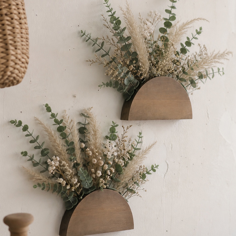 Semicircular Wooden Wall Shelf