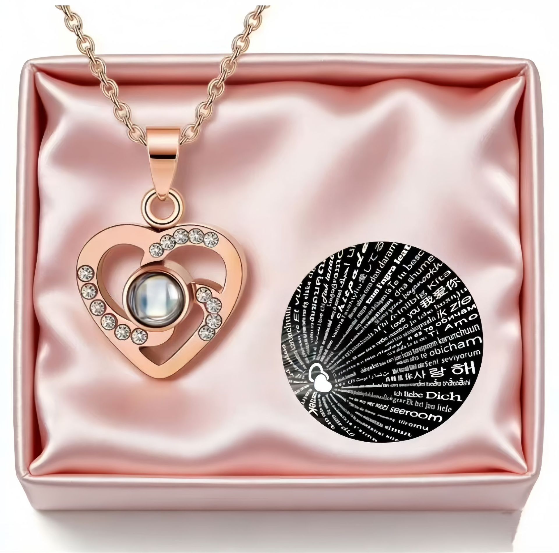 Heart Projection Necklace Rose Gold