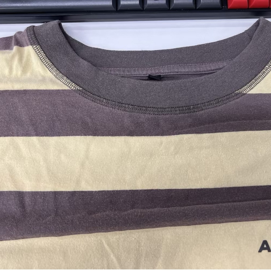 Short-sleeved Cotton And Polyester Striped T-shirt