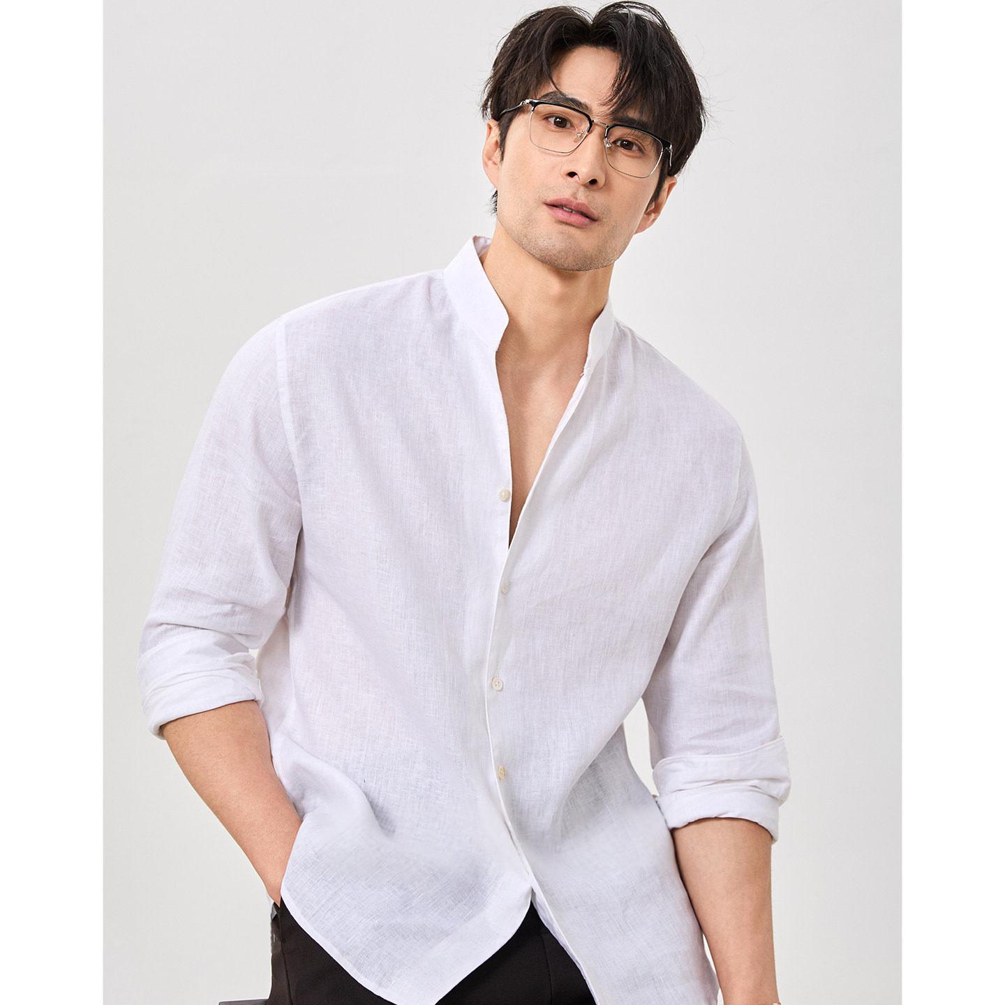Stand-Collar Linen Shirt, picture 3 of 5