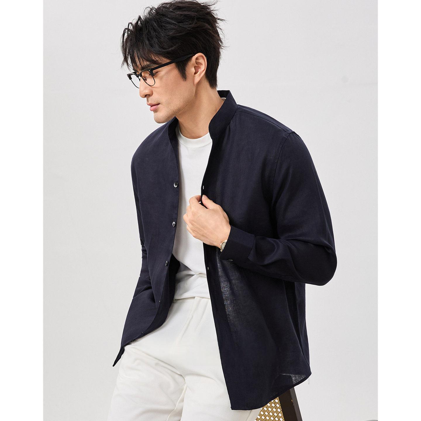Stand-Collar Linen Shirt, picture 4 of 5