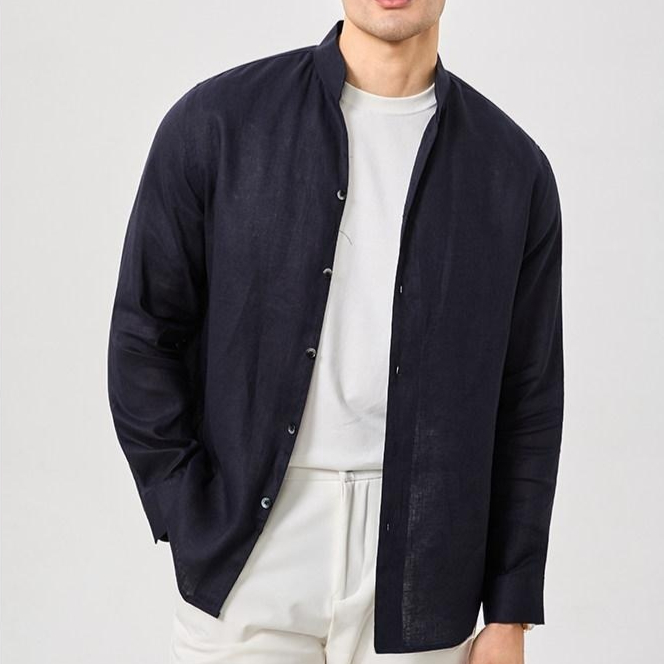 Stand-Collar Linen Shirt, picture 2 of 5