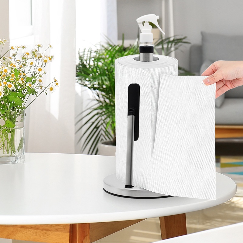 2-in-1 Paper Holder And Spray Bottle Vertical Tissue Holder With Cleaner