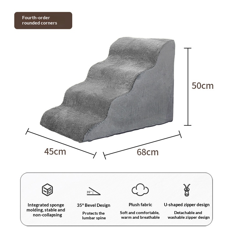 Pet Climbing Steps Equipped With A Removable And Washable Non-slip Sponge Pad - Pet Climbing Steps Equipped With A Removable And Washable Non-slip Sponge Pad Rounded Corners  4th Floor Pet Ladder