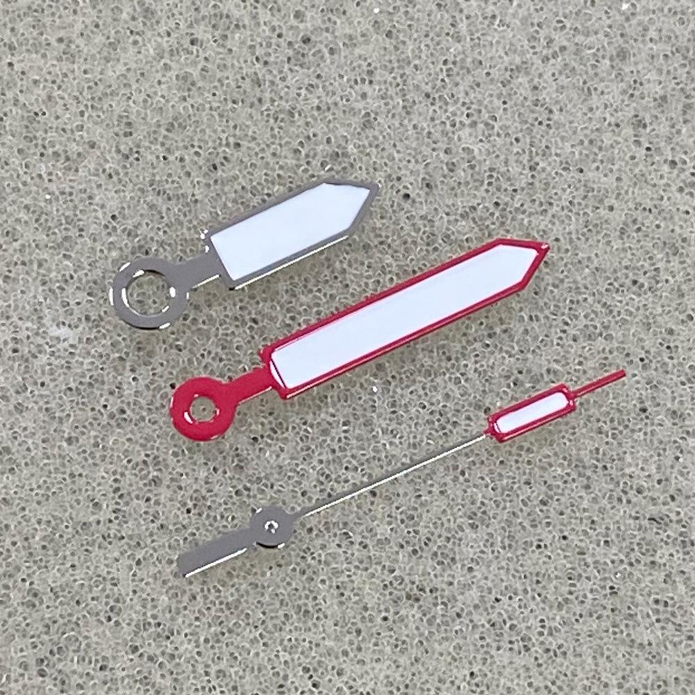 Watch Hands Red And White Sword-shaped Hands With Green Luminous Coating