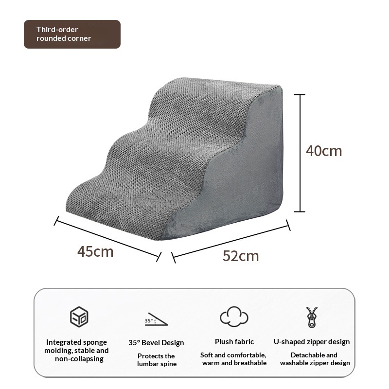 Pet Climbing Steps Equipped With A Removable And Washable Non-slip Sponge Pad - Pet Climbing Steps Equipped With A Removable And Washable Non-slip Sponge Pad Rounded Corners 3th Floor Pet Ladder