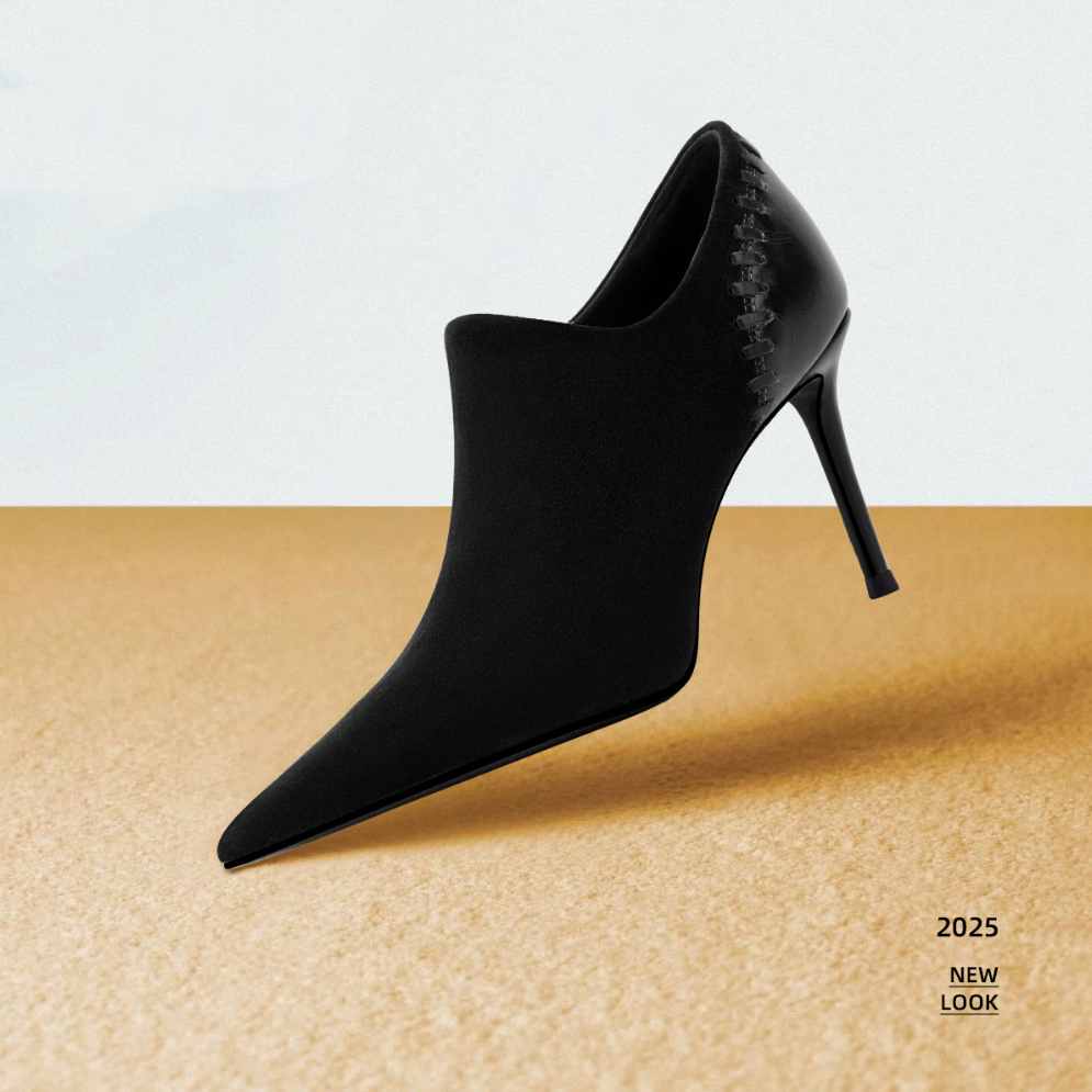 Black Suede High-heeled Pumps For Women