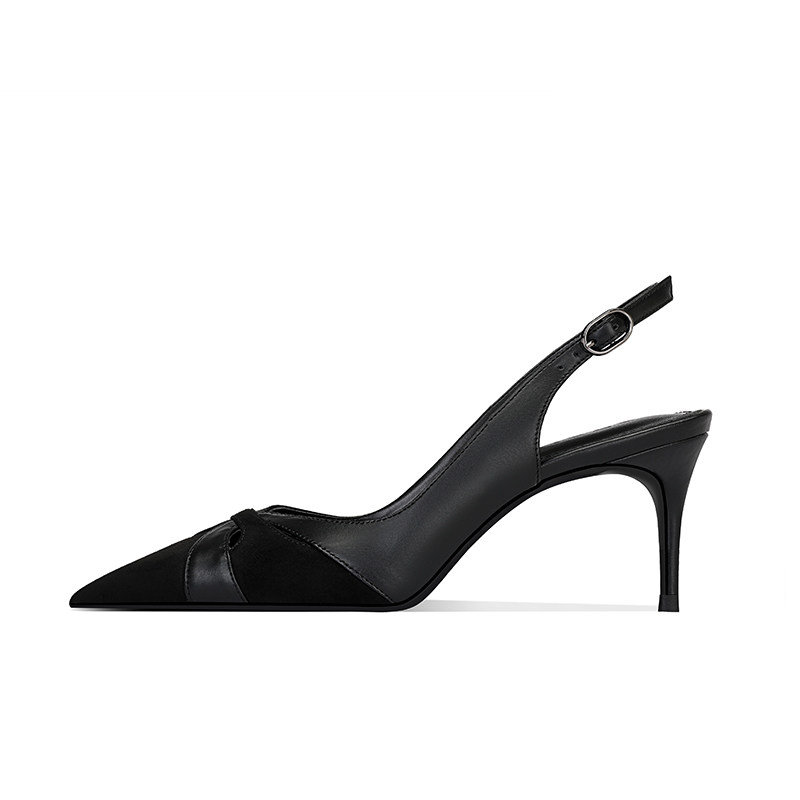 Comfortable Pointed-toe Stiletto Sandals With A Closed Toe And A Strappy Ankle Buckle