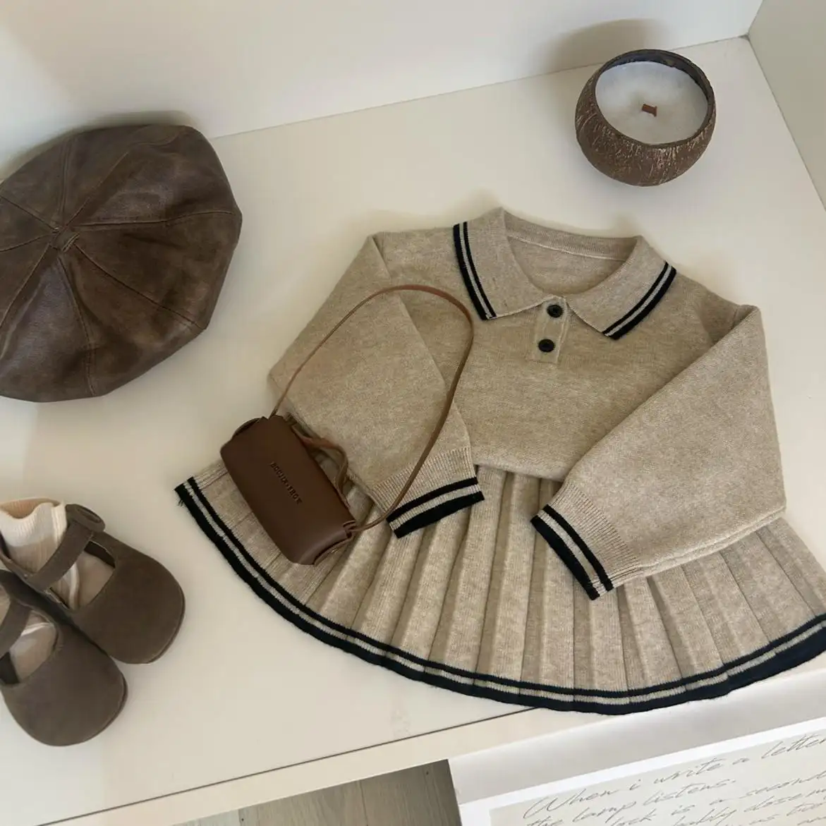 Girls Fashion Top With A Pleated Skirt