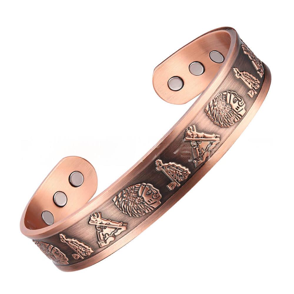 Vintage Magnetic Red Copper BraceletViking Head Magnet Red Copper Bracelet