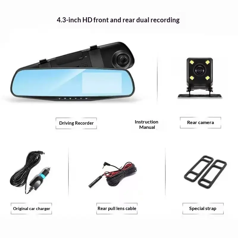 Driving Recorder 1080p HD New Night Vision 360 Dual-lens Reversing Image 4.3 Inch Driving Recorder
