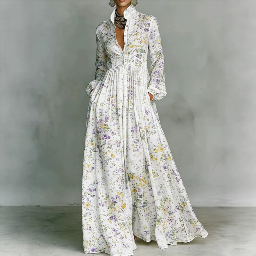 Women's Floral-patterned Digital-print Long Dress