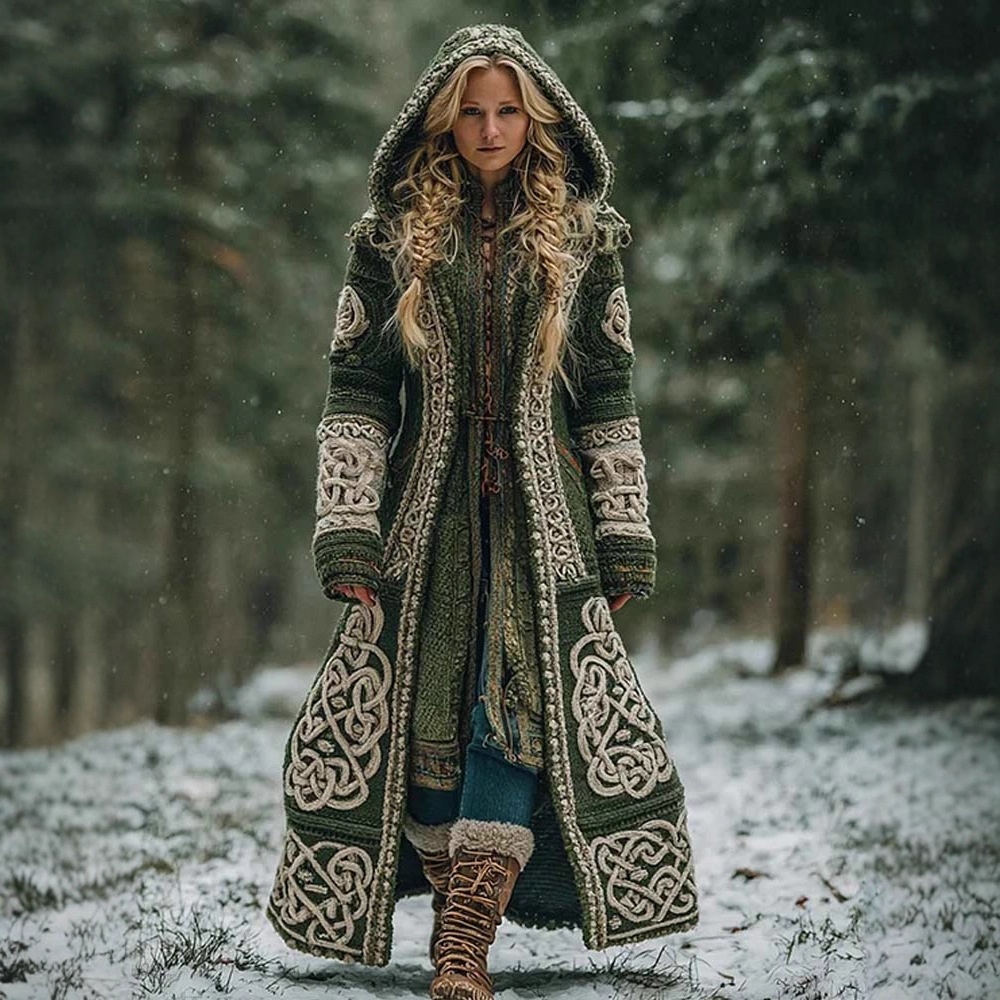 Casual 3D Animal-Print Hooded Cape Coat