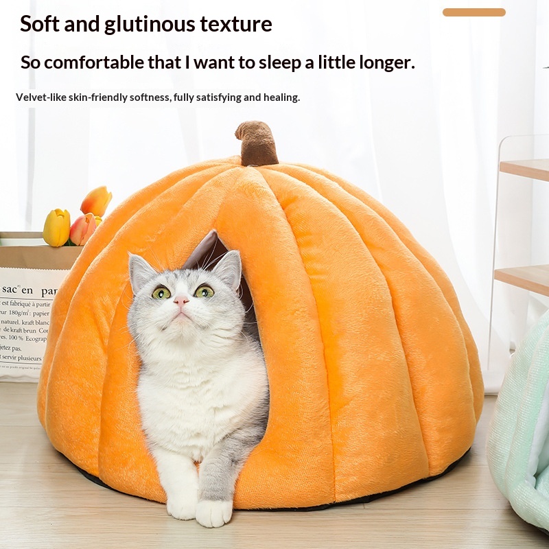 Four-season Universal Pumpkin-shaped Cat Bed