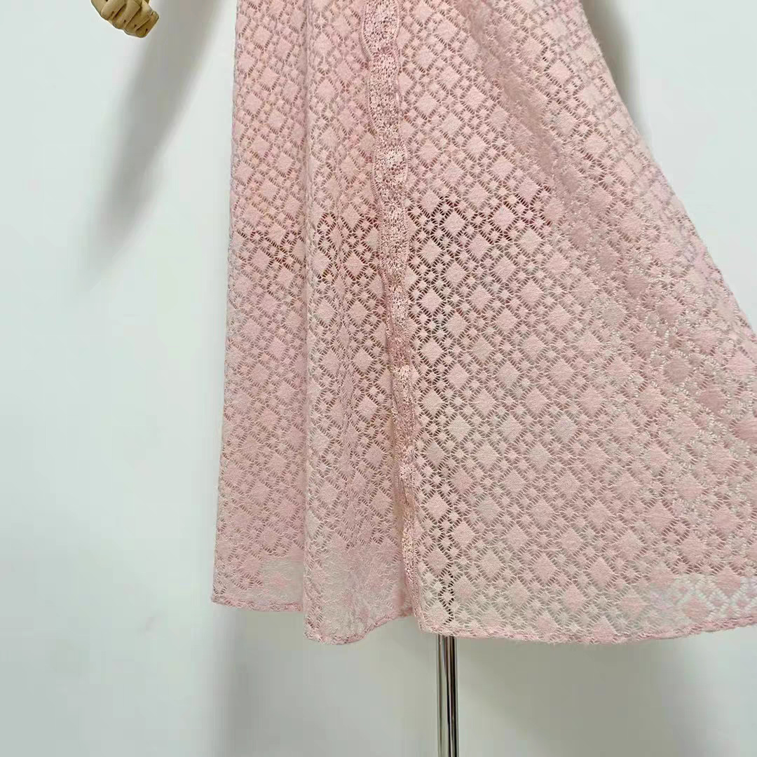 Womens Retro Embroidered Lace Hollow-Out Dress