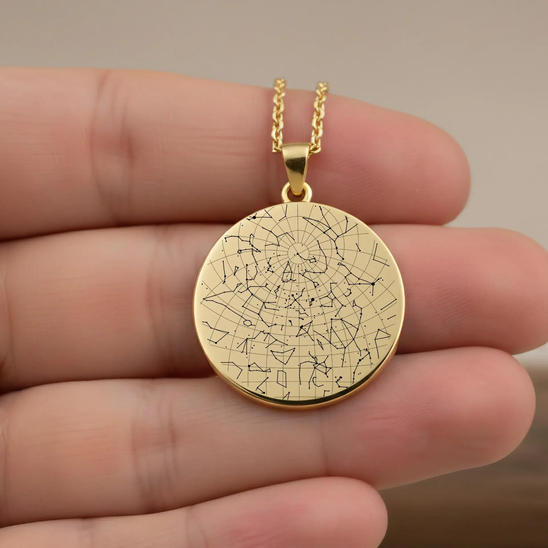Stainless Steel Personalized Pendant Necklace Date Constellation